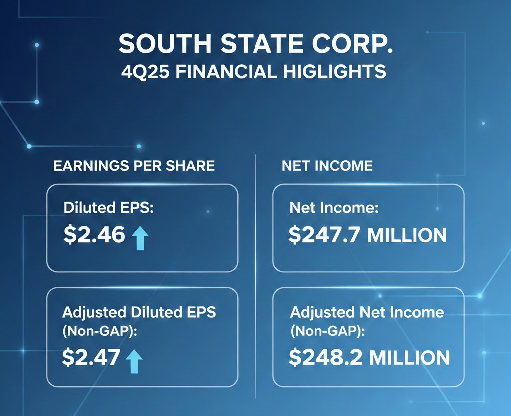 SouthState Bank Corporation 4Q 2025 Results, Declares Quarterly Cash Dividend and Authorizes New Stock Repurchase Plan